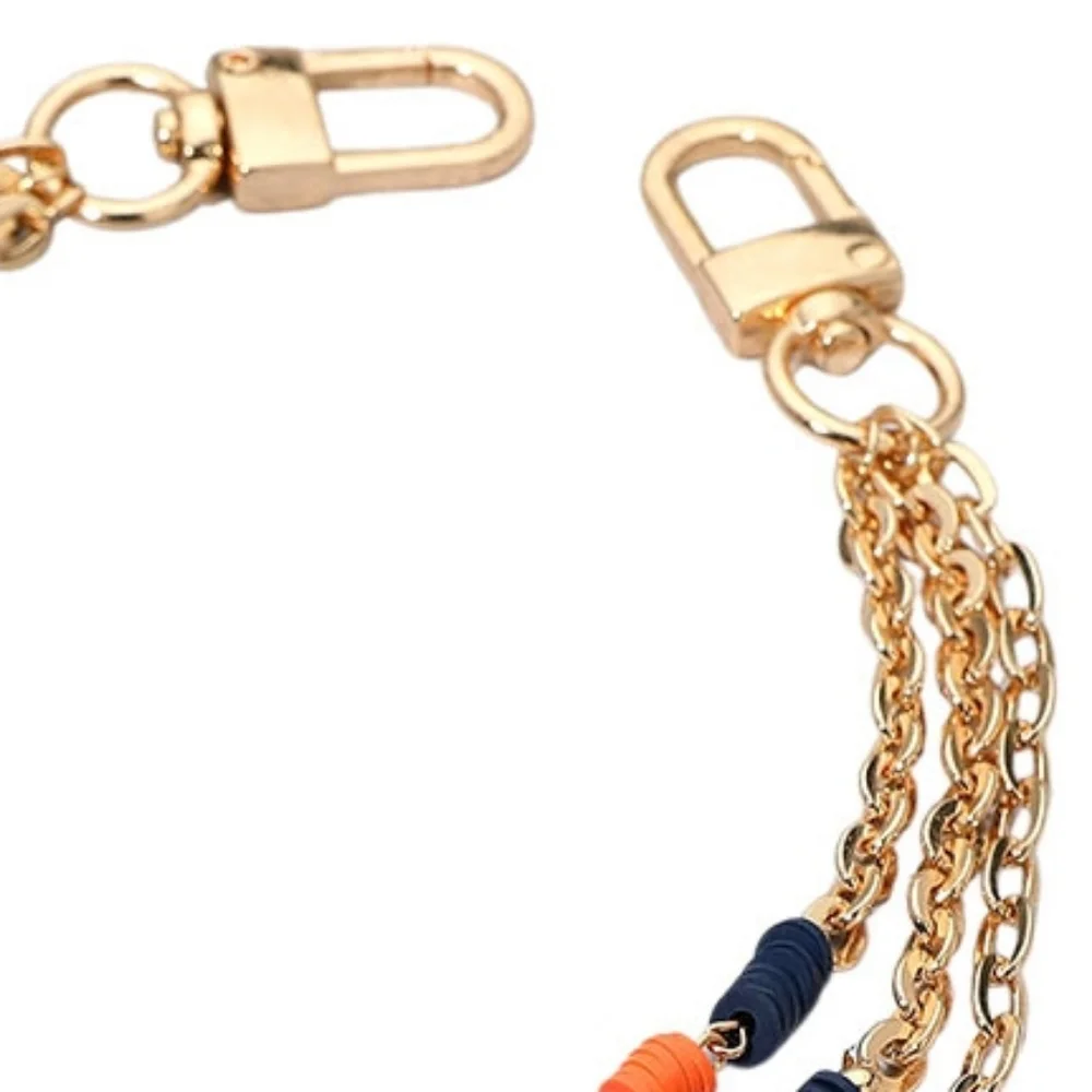 Navy Orange GAME DAY Football Dangle Charms Heishi Beaded Layered Purse Chain